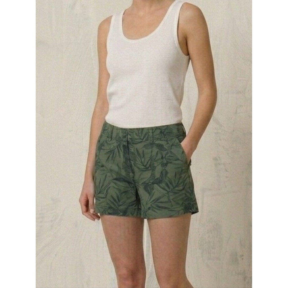 Old Navy Tropical Palm Leaf Cotton Chino Shorts in Olive Size 6